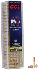 MUNICAO CCI CAL .22 LR HS MINI MAG SEGMENTED HP 40GR CX 100
