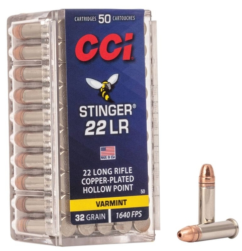 MUNICAO CCI 22 LR STINGER HP AMMO 32 GRAINS CX 50