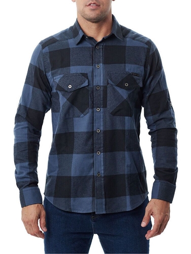CAMISA INVICTUS LUMBERJACK FLANELA GRID AZUL P