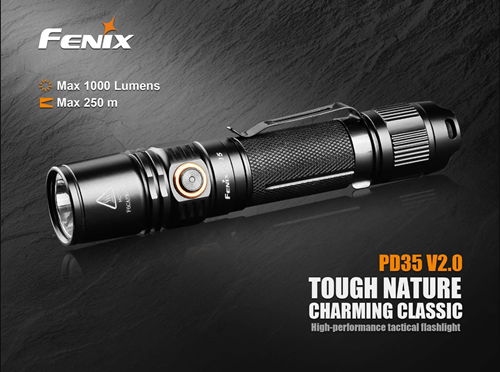 LANTERNA PARA USO MANUAL, FENIX PD35 V2.0, LED,COR PRETA, 1000